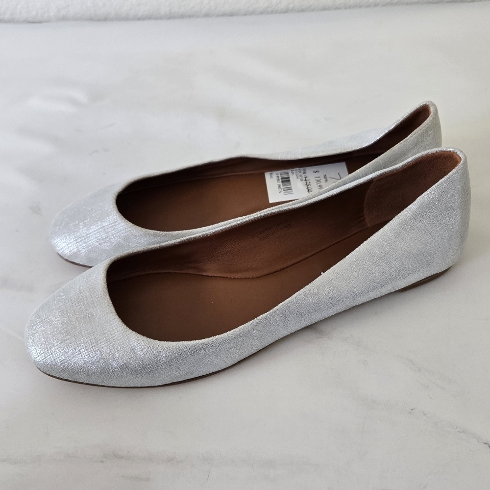 Via Spiga Lilac Sulver Ballet Flats Linen Leather Round Toe Classic size 7.5 - Picture 6 of 13